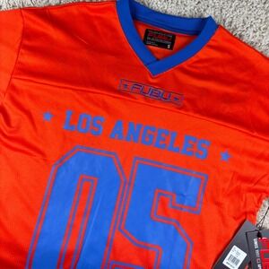 FUBU Football Jersey Mens S Orange Los‎ Angeles 05 Mesh V-Neck